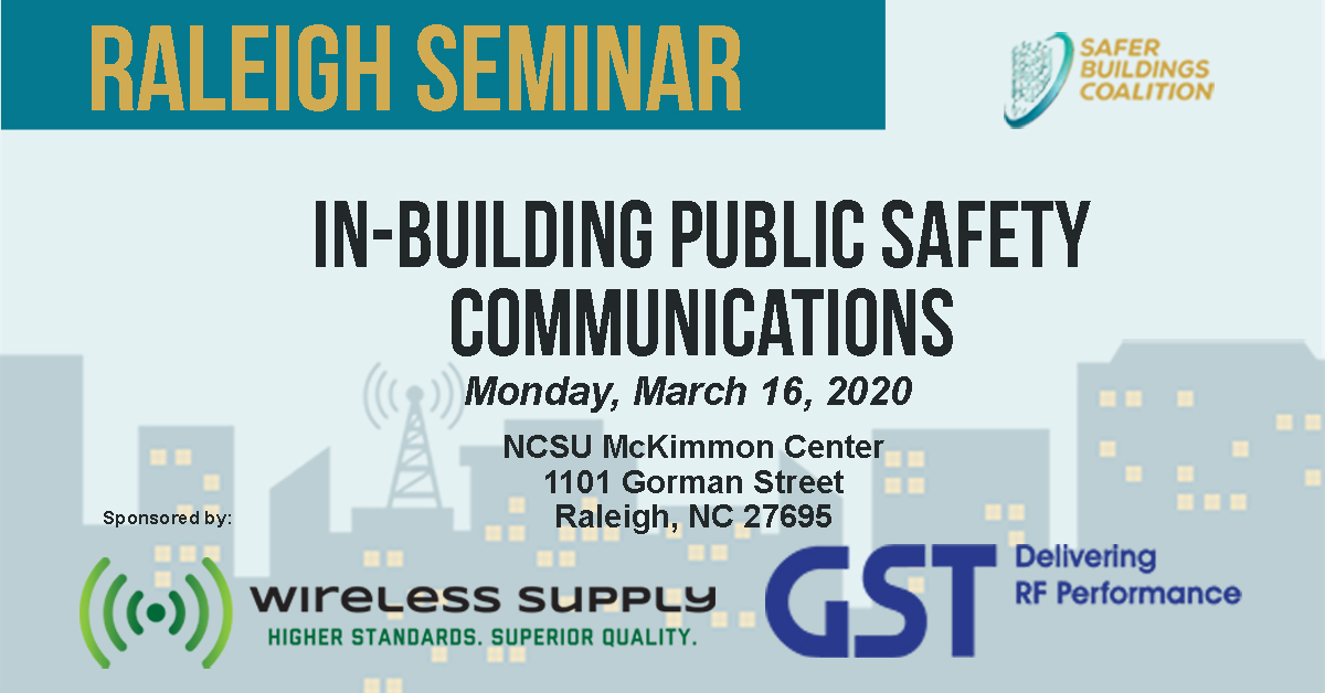 Join <a href="/SaferBuildings/">Safer Buildings Coalition</a> and event sponsors <a href="/GsTeletech/">GS Teletech, Inc.</a> &amp; <a href="/WirelessSupply/">Wireless Supply</a>  for our 2020 Raleigh, NC seminar on Monday, March 16th.

5 Hours Fire CE available!

Sign up today:
bit.ly/sbc-raleigh-20…

#FeelSafeInside