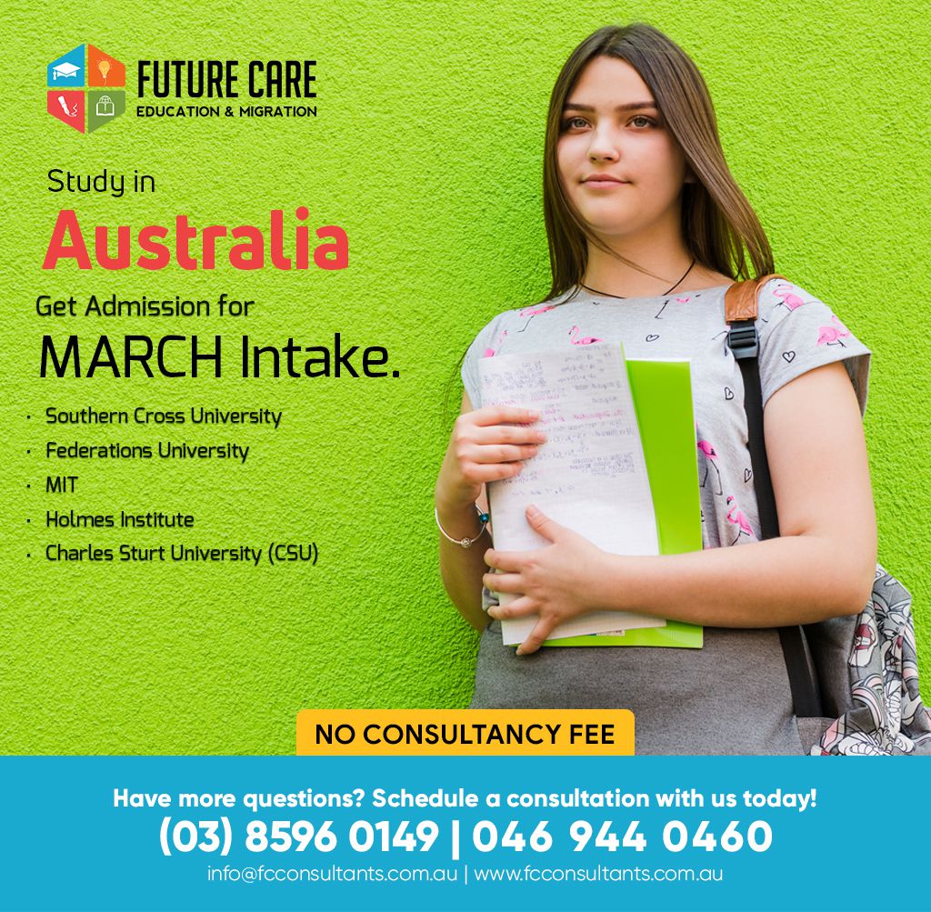consultantsfc's tweet photo. 𝐒𝐭𝐮𝐝𝐲 𝐢𝐧 𝐀𝐮𝐬𝐭𝐫𝐚𝐥𝐢𝐚!
𝐆𝐞𝐭 𝐀𝐝𝐦𝐢𝐬𝐬𝐢𝐨𝐧 𝐟𝐨𝐫 𝐌𝐀𝐑𝐂𝐇 𝐈𝐧𝐭𝐚𝐤𝐞.
✔𝐍𝐨 𝐜𝐨𝐧𝐬𝐮𝐥𝐭𝐚𝐧𝐜𝐲 𝐟𝐞𝐞
☎️  (𝟎𝟑) 𝟖𝟓𝟗𝟔 𝟎𝟏𝟒𝟗  ☎️𝟎𝟒𝟔𝟗𝟒𝟒𝟎𝟒𝟔𝟎
#studyabroad #studyoverseas #studyinaustralia #studyvisa  #Australia #ValentinesDay https://t.co/dl5wwHVeKw