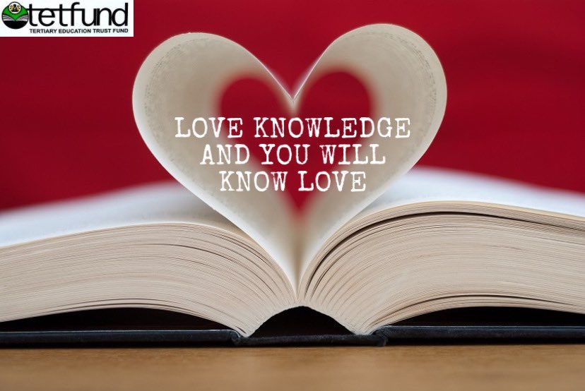 TETFundNg's tweet photo. #TETFacts

LOVE KNOWLEDGE AND YOU WILL KNOW LOVE.

#valentines #loveknowledge #loveeducation #tgif #tetfund @ASUUNGR @firsNigeria @OfficialNUC @NGRPresident @ServicomOffice @FmstNg @NANSNIG https://t.co/scgDGRY2ND