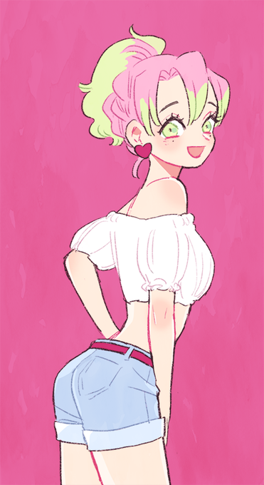 やむやむゆう🌺さんがTwitterに投稿した甘露寺蜜璃(鬼滅の刃)のイラスト。