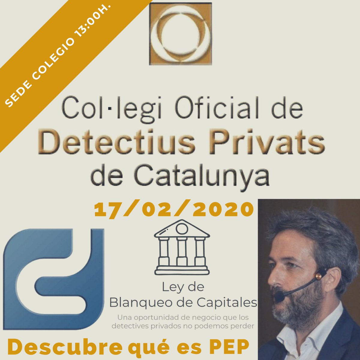 codpcat's tweet image. T&apos;has inscrit? Agafa el teu portàtil i vine!
@oscarqyd @detectys ens descobreix l&apos;#oportunitat professional que suposa per als #Detectius la Llei de Prevenció de Blanqueig de Capitals amb PEPCONTROL.
Dilluns 17 a les 13:00h. en la seu del Col·legi de Detectius de Catalunya