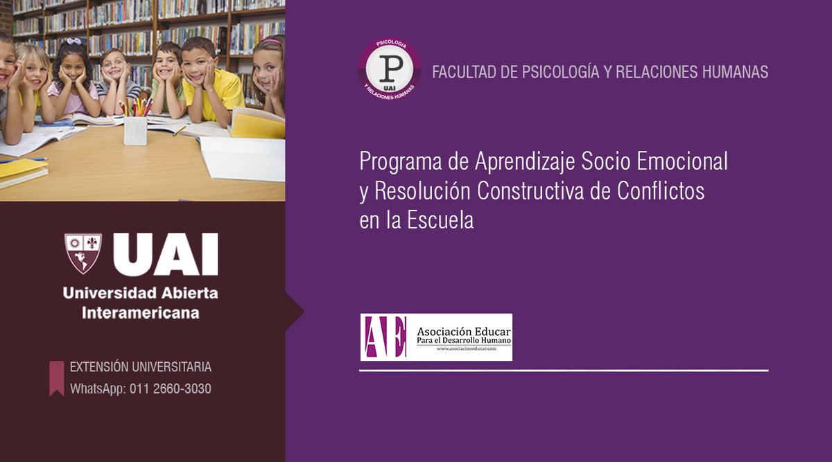 eduuai's tweet photo. Programa de Aprendizaje Socio Emocional y Resolución Constructiva de Conflictos en la Escuela
Del 25 de abril al 28 de noviembre de 2020. 
de 9:30 a 17:00 Hs.
Más información: https://t.co/p4sjLUx279

#psicologia #emociones #aprendizaje #escuela #enseñanza https://t.co/yJibi73ypJ