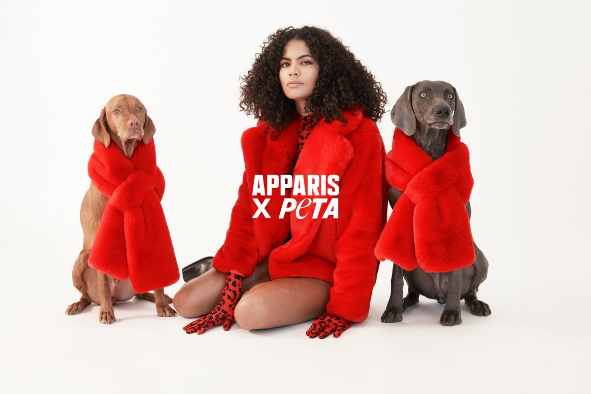 peta's tweet photo. Cozy. Stylish. Totally #vegan.
Help animals by purchasing a #FurFree coat from #Apparis today!
The ethical faux-fur brand is giving 100% of their #ValentinesDay proceeds to PETA 💌 https://t.co/CqcjsKa9n8 https://t.co/6EhJF69O11