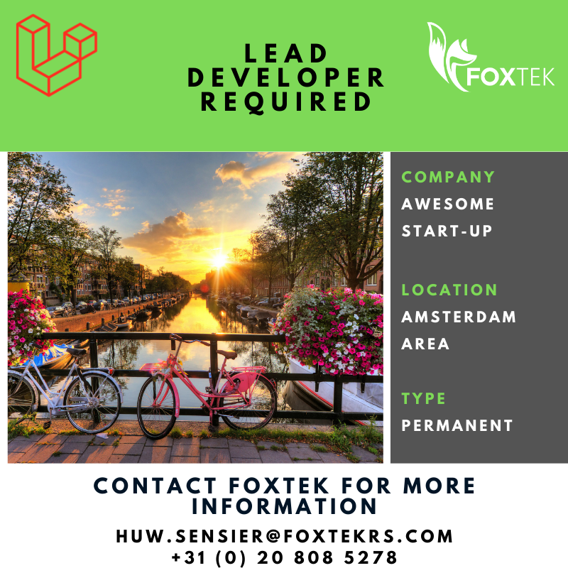 Foxtek_Recruit's tweet photo. Want to grow your career by becoming the Lead Developer at an exciting cash-flow positive start-up?
Required:
π PHP (#Laravel preferred)
π° JavaScript (#VueJS preferred)
π¨βπ§βπ§ Coaching and mentoring a team
π’ Fluent Dutch
#vacature #phpnl #php #amsterdam
DM or contact Huw! https://t.co/Pdm8TmsVQr