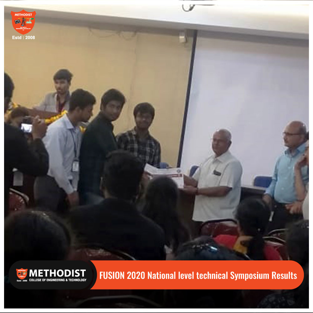MCETHyderabad's tweet image. Methodist emerges as 1st prize winner in coding, project expo &amp;amp; technical quiz at Event Fusion 2020-National level technical Symposium where our 70 students battled out 700 students in various events.

Visit us on : methodist.edu.in

#ProjectExpo #TechnicalQuiz #Fusion2020