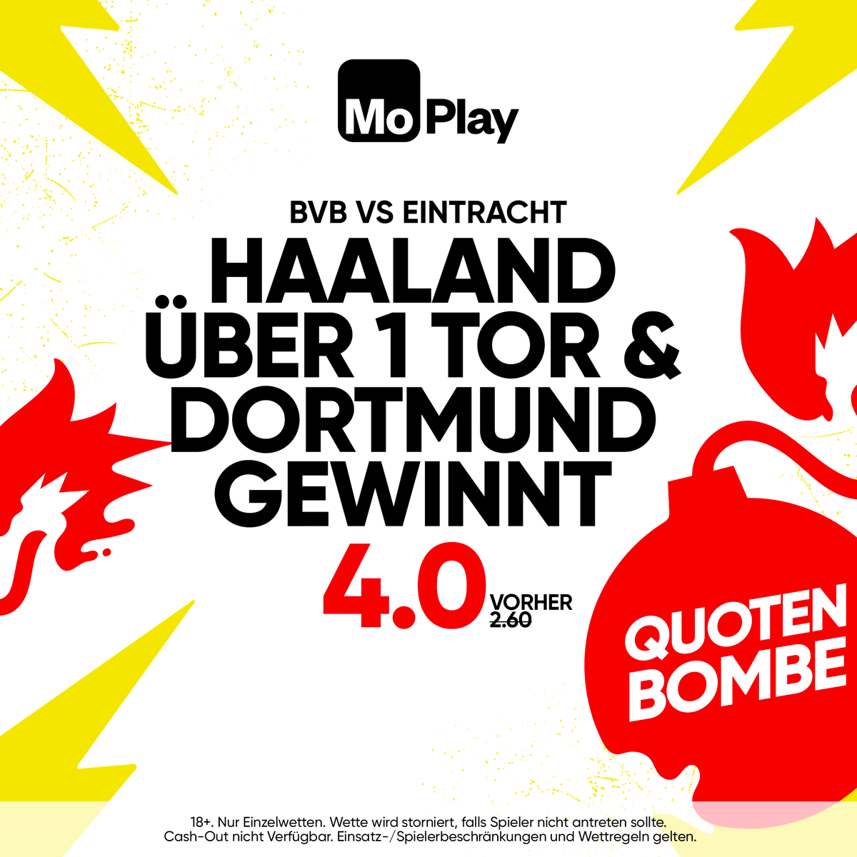 MoPlayDE's tweet photo. QUOTEN BOMBE! 💣

Haaland 🤩

Auf geht's! 👉 https://t.co/hWhybTa5Gb

#Bundesliga #BVB #SGE #BVBSGE https://t.co/Ps0epnJaDw