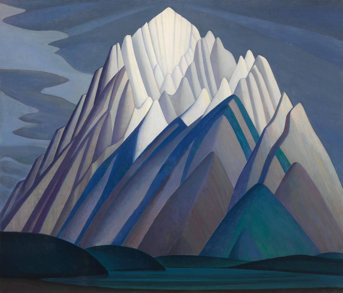 Paintings by Canadian artist Lawren Harris, 1920s-30s, known for his imposing modernist landscapes. He was a member of the Group of Seven, who sought to develop a distinctly "Canadian" style of art by focusing on nature