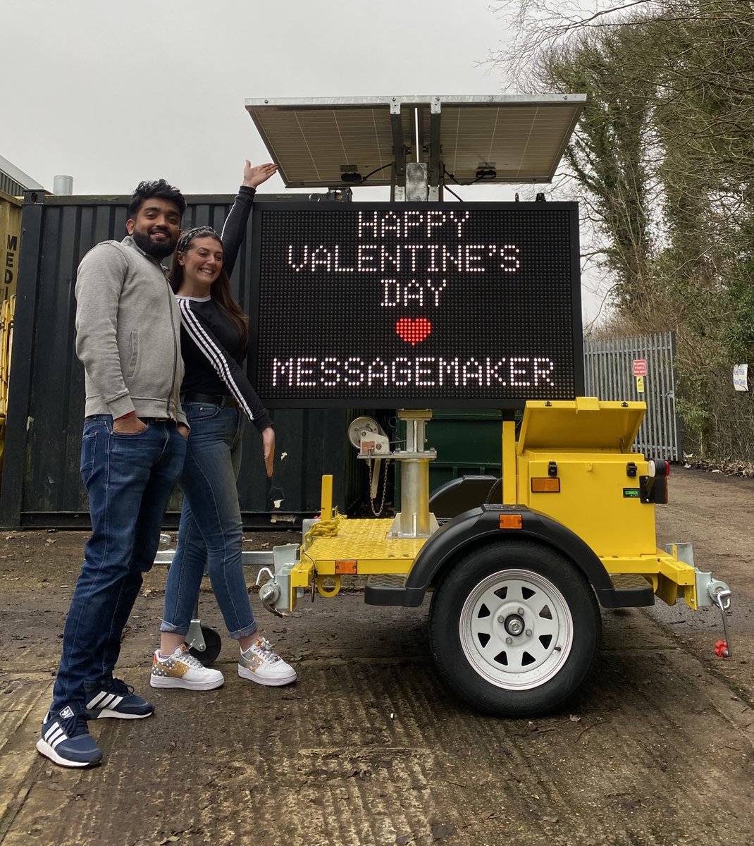 MessagemakerLED's tweet photo. We are feeling the love 💓 on this fun Friday afternoon.
Happy Valentine’s Day from the Messagemaker Displays team.
Eye-catching roadside information that is able to display custom information at the touch of a button.
#messagemaker #traffic #roadworks #highways #led #digital https://t.co/1UCgC5H43U