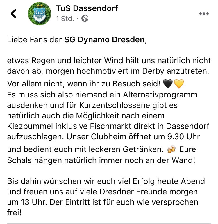 peterbahner's tweet photo. Seit dem Pokalspiel im Sommer gibt es eine enge Beziehung zwischen der TuS #Dassendorf und @DynamoDresden
Ich finde, so etwas macht den ursprünglichen Sinn von sportlichen Wettkämpfen aus, dass über das Spiel hinaus Beziehungen und Freundschaften entstehen.
#STPSGD #Dasse https://t.co/NOokG5gVES