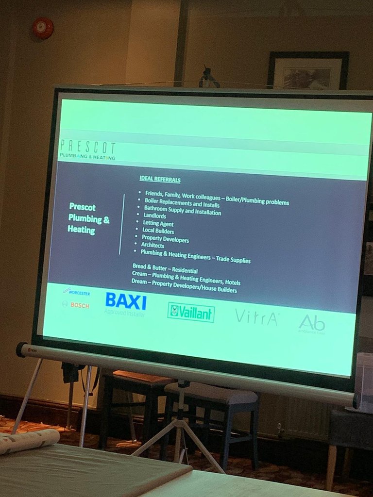 BNIBravo's tweet photo. A great ten minute presentation from Paul Clarke of Clarkson Heating and Plumbing. Paul also has a local plumbing merchants, Prescot Plumbing. He can supply and install all your plumbing needs.

Paul wants to speak to other plumbers to help with their supplies. https://t.co/7TitvMpid8