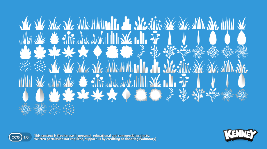 KenneyNL's tweet photo. New #gameassets! The foliage sprite package includes 50 flat #vector sprites (+50 with shading) of grass, plants and other foliage. https://t.co/YHw8DH1iQg (CC0) #gamedev

Support the creation of free assets by retweeting, making a donation or just showing your appreciation! 🤟 https://t.co/kF9i2APXN8