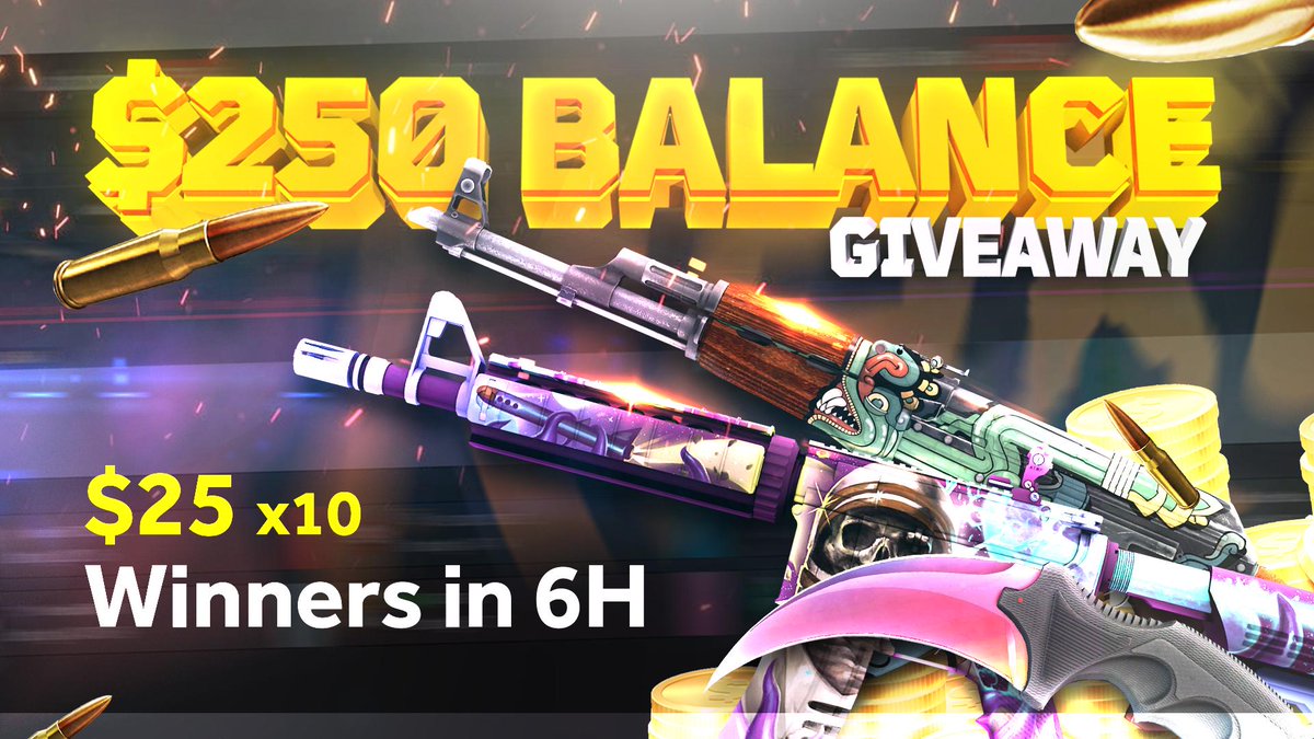 🏆 10 x 25$ Giveaway 🏆

250$ will be split among 10 people. 🔥 

➡️Retweet &amp; Follow
➡️Log into EZRage.com and be active in the chat (minimum 3 messages)
➡️Comment your Steam64ID under this tweet

Rolling in 6 hours, good luck! 🤞