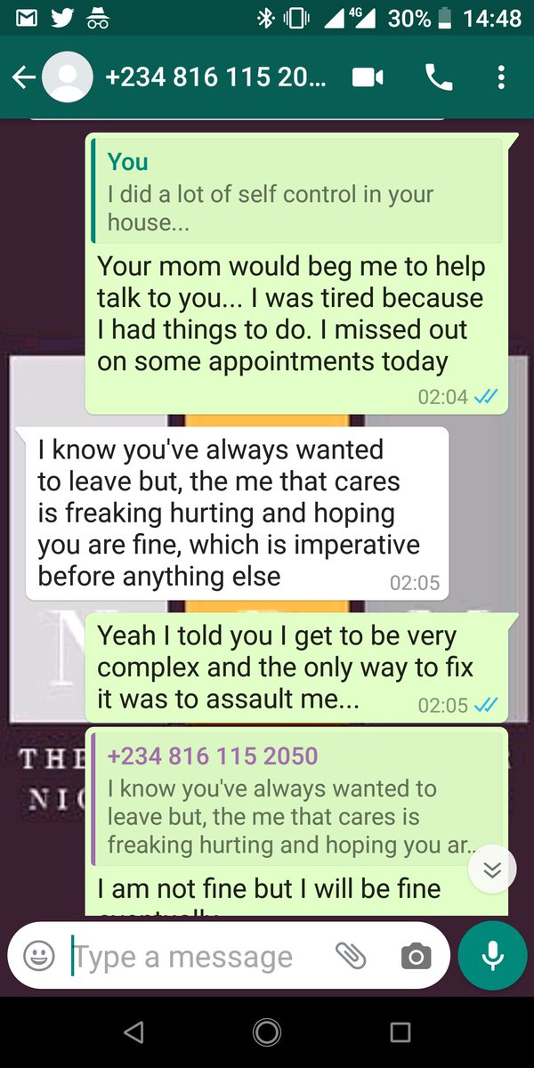 48.You see, I was sacrificing a lot, both in resources and in time, just to make Anita happy. She wasn't my girlfriend as she assumed herself to be.Anita never wanted the truth and she would use depression and suicidal tendencies to make me always come around. It was messed up