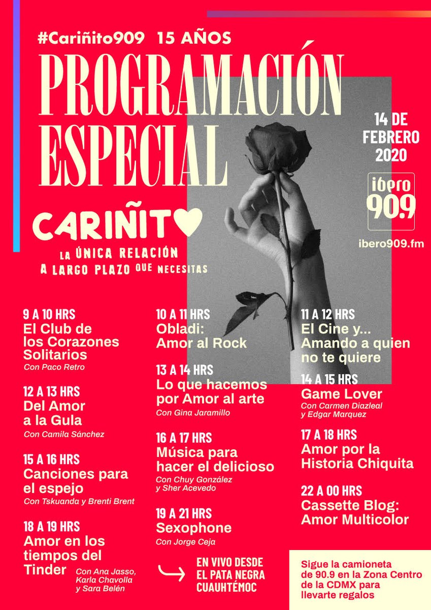 En punto de las 9 AM y durante las próximas 15 horas te vamos a dar... #Cariñito909

Hoy #PonleCon909 ❤️

👉 ibero909.fm/playlist-9091