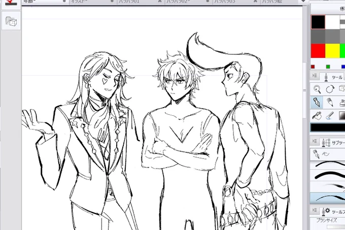 教官の服と向き合うのが嫌すぎてこのざまですよ 胸だけは描こうという意思を感じる 