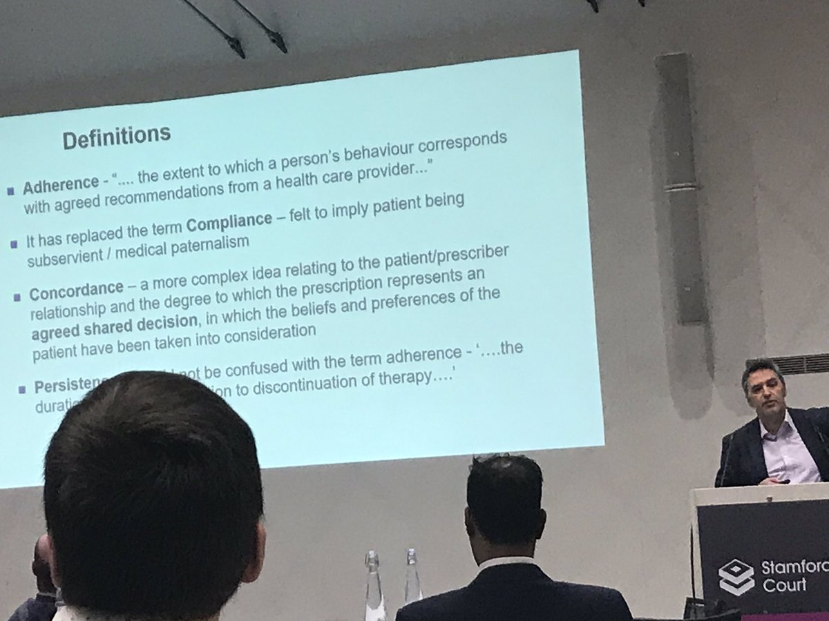 LinzyWolloff's tweet photo. Good to start this talk with a recap on definitions on adherence, compliance and concordance. Often used interchangeably but subtle differences #ILH20 https://t.co/o7cpMkhRfh