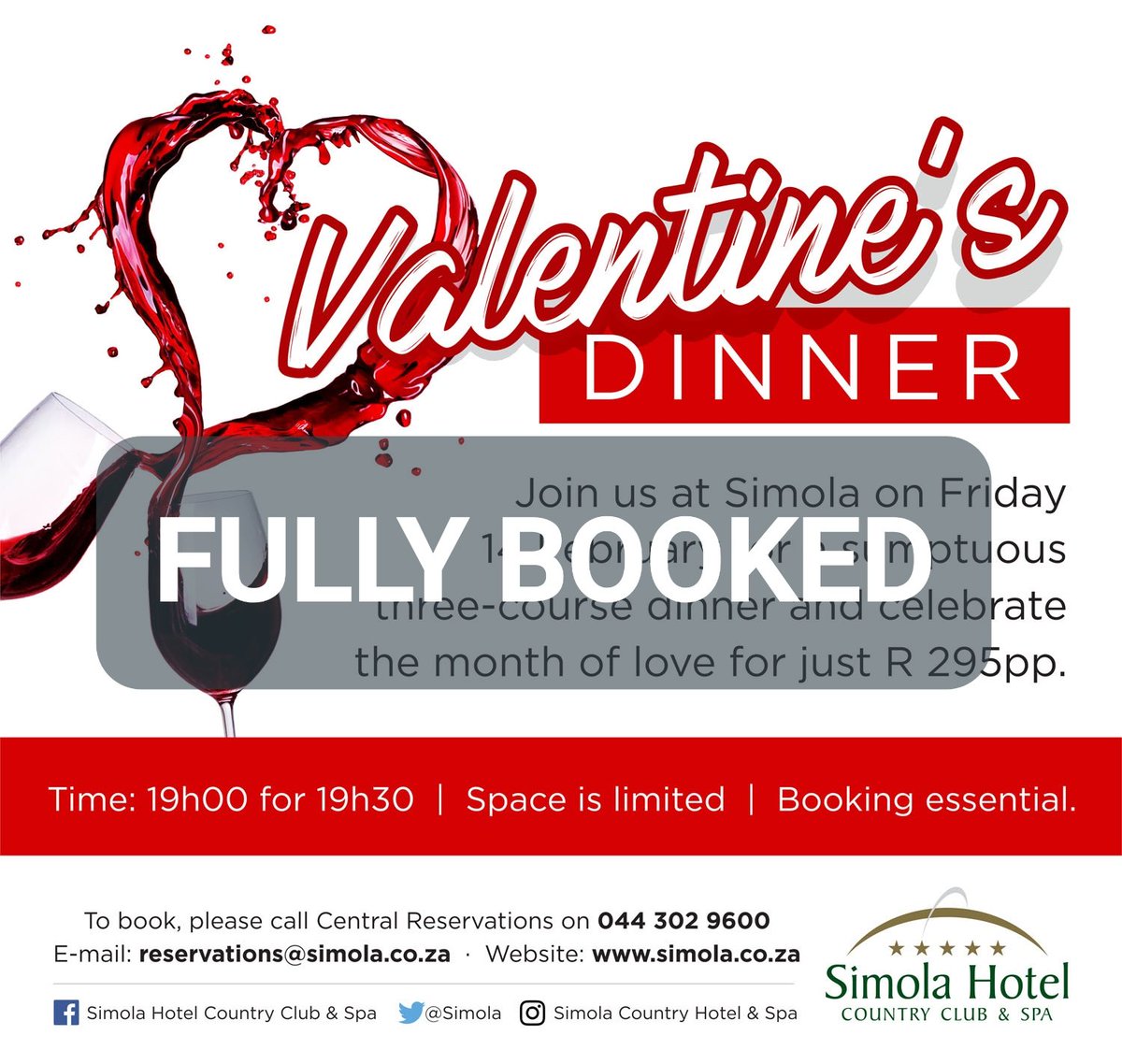 Love is in the air tonight...we fully booked for Valentine's dinner. #simolahotel #knysna