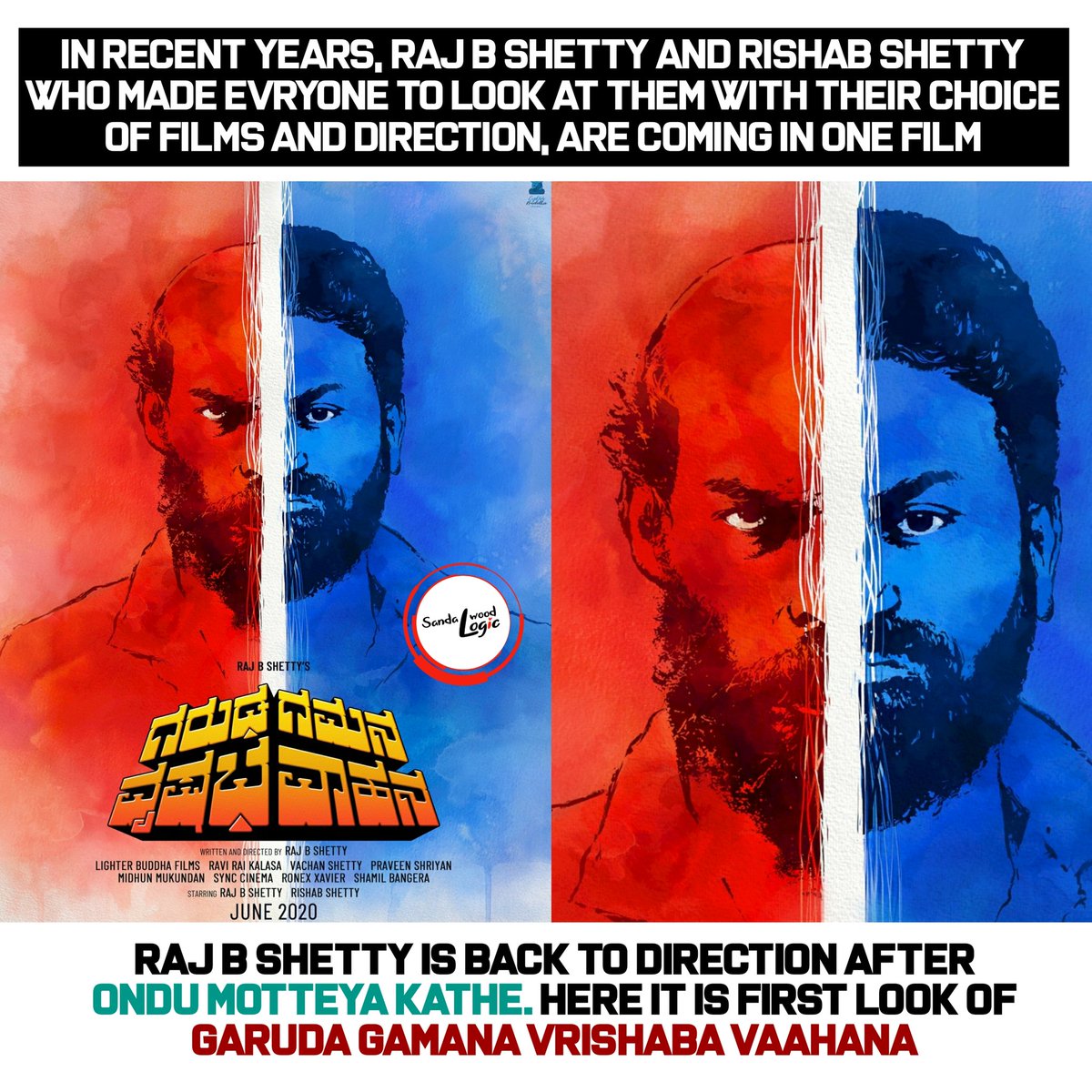 SandalwoodLogic's tweet photo. Two talents in one Screen 😍 Really Exciting Combo 👌
#RajBShetty @shetty_rishab 

#GarudaGamanaVrushabaVaahana #GGVVFirstLook https://t.co/MftjX6XJgl