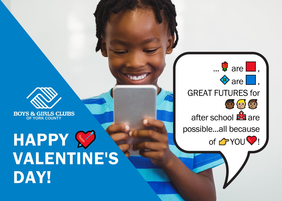 BGCYCBeGreat's tweet photo. We're hitting the 💌send button on our 😍love to 👉YOU this 💘Valentine's Day! 🙏Thank you for all the 💗love you show our 🏫Clubs and everything 👉you do to make our 🏡community a 🌎better place for York County 👦👧youth. https://t.co/n2jK2PkiQ7