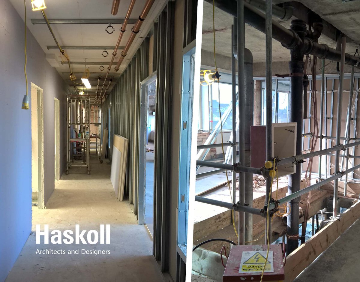 HaskollUK's tweet photo. Work is well underway in converting the top 3 floors of the #OfficeSpace at Haymarket House, Leicester into a new 67 room #hotel for #Travelodge. Work is #progressing with the service riser locations, internal partitions &amp; the installation of high level services #Architects https://t.co/XQPy0Nx1sk