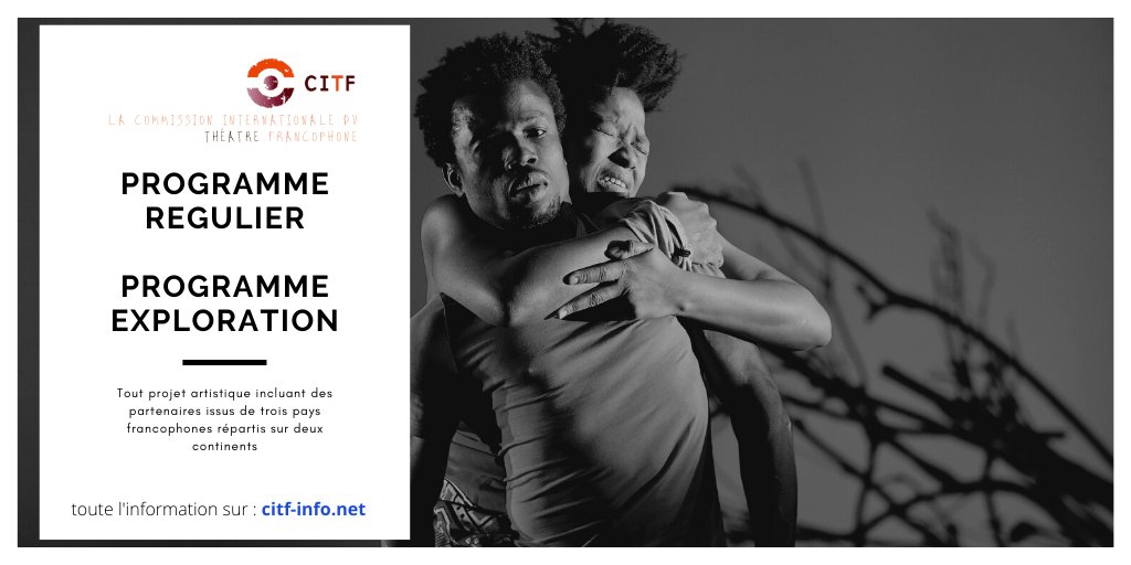 Désormais il ne reste que 15 jours pour envoyer votre projet à focuscitf@gmail.com si vous sollicitez un financement dans le cadre du programme Régulier (pour les coproductions) ou le programme Exploration (pour les rencontres dévouvertes) de la CITF !