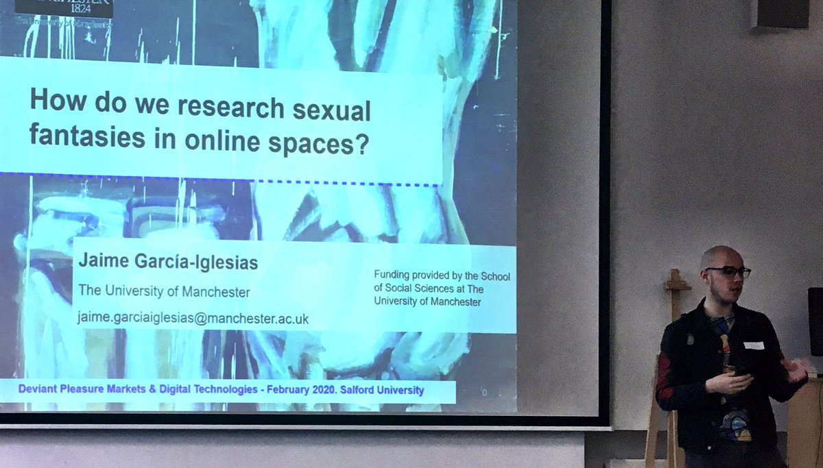 monique_huy's tweet image. We have @JGarciaIglesias using his rich research data  on #bugchasing  to reflect on the question “How do we research fantasy online”  at the Deviant Pleasure Markets abd Digital Technology.