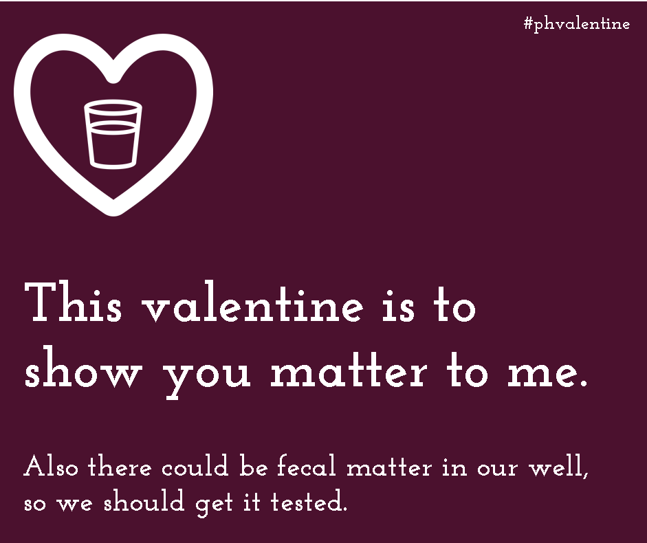 RIHEALTH's tweet photo. Clean water = love. Is your well water clean? #phvalentine #ephtracking #cdctracking https://t.co/9T89i5c6I4 https://t.co/Nosw4jjNJ1