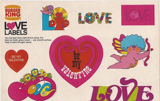 1970′s Burger King Love Labels stickers