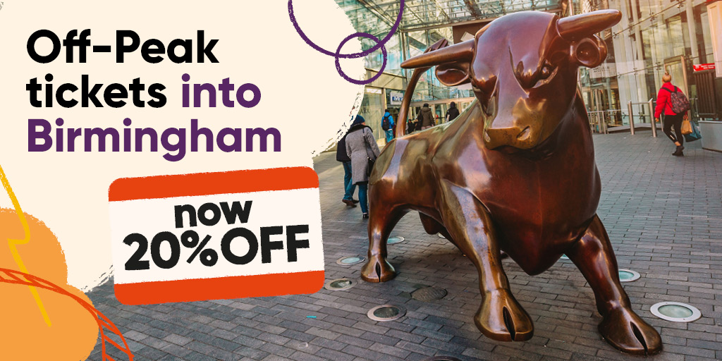 WestMidRailway's tweet photo. 🔎Explore Birmingham for less with our online rail sale!
Get 20% off our Off-Peak tickets to Birmingham across our network. Available to buy now until 23rd February.

Promo code and more information here: https://t.co/Y5hhNly92m

#puttingthingsright https://t.co/h5VmJbo9Xa