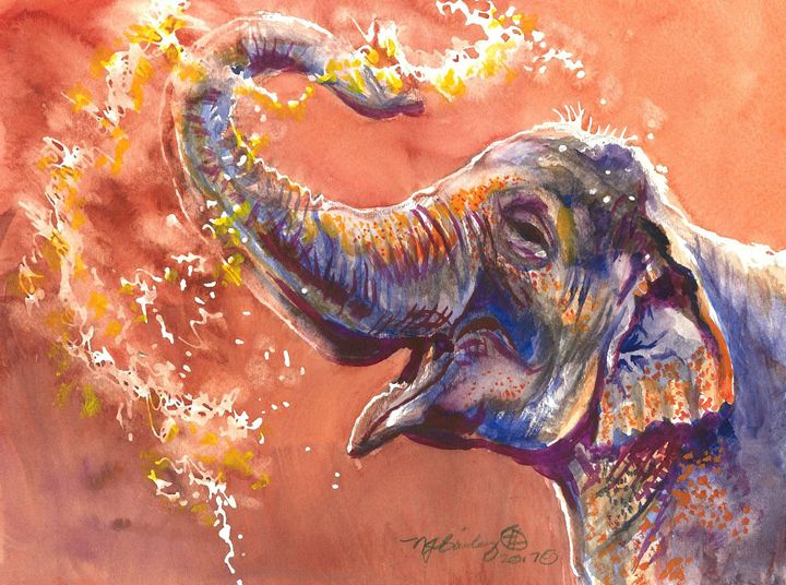 cliffysmom's tweet image. Featured Art of the Day: "Elephant - Dusty Celebration". Buy it at: ArtPal.com/nancyjbailey?i…
