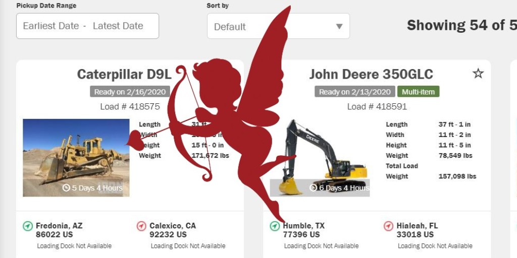 VeriTread's tweet photo. ❤️ Zoosk, Match or eHarmony can't beat our #MatchMaking skills. Find the #freight of your dreams today! 😍

#heavyhaul #veritread #logistics #trucking #heavyequipment #constructionequipment #oversizeload #valentinesday https://t.co/Zx9hKqheYm