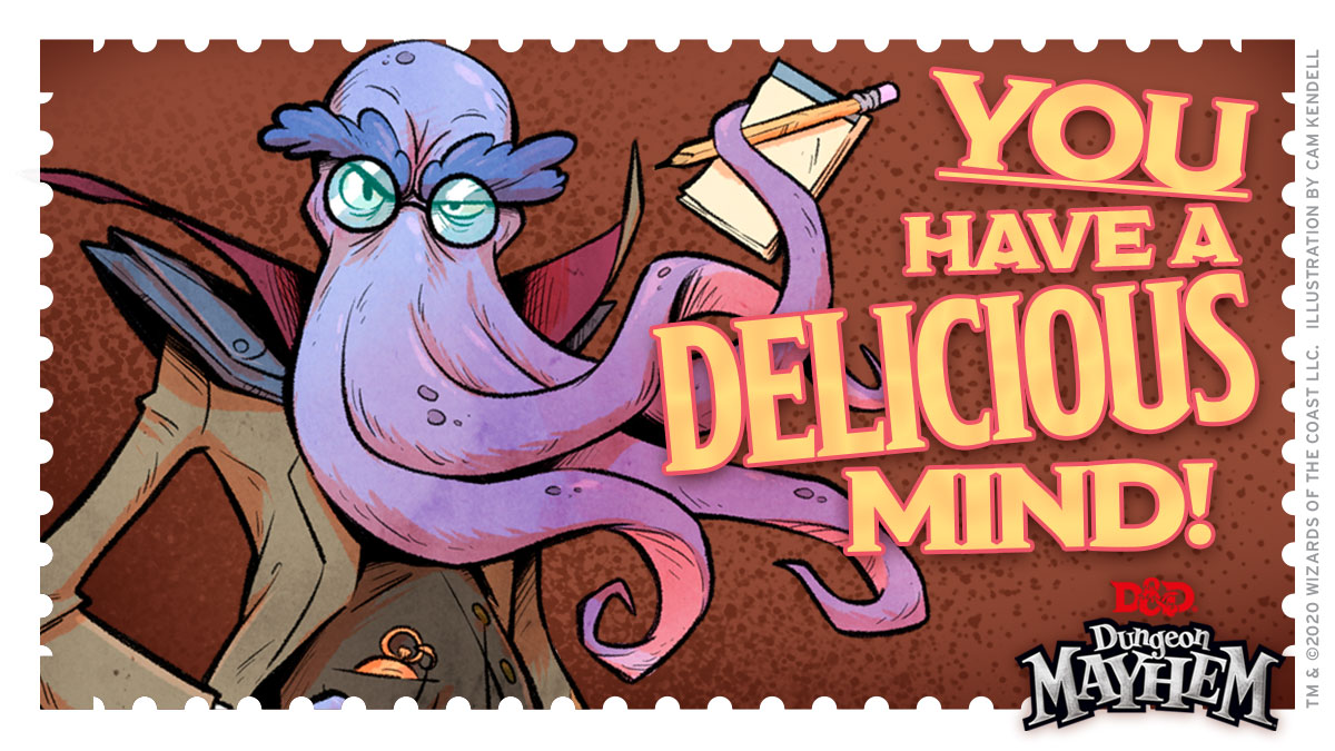 Wizards_DnD's tweet photo. Dr. Tentaculous loves you for you...r brain.

Dungeon Mayhem: Monster Madness is headed to your FLGS Feb 28, but you can download 6 free printable #ValentinesDay cards feat. this family of #DnD monsters NOW: https://t.co/ayzDLnVOlk. https://t.co/2ukA9zCCtB