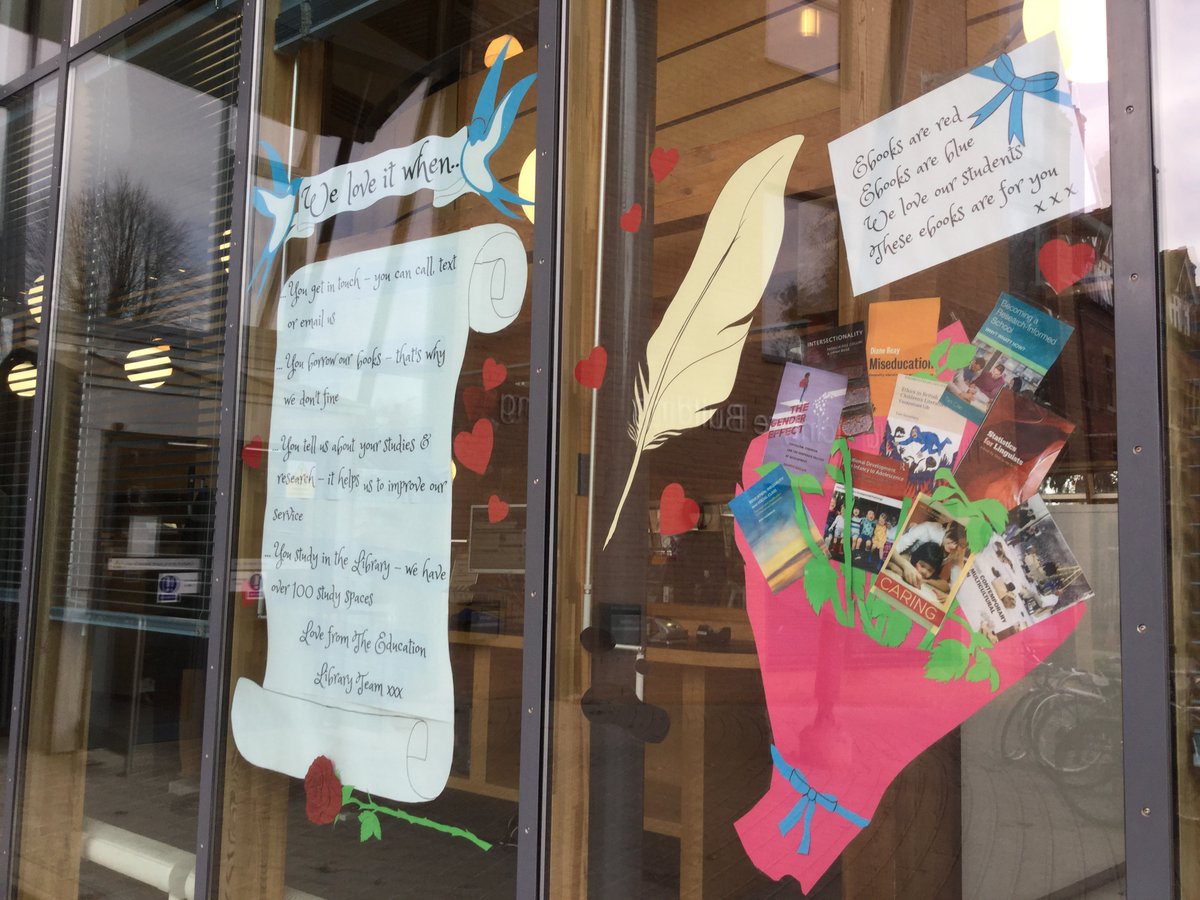 edfaclib's tweet photo. We think our @CamEdFac students put the birds in the skies and hearts in our eyes π
(Or, on our windows at least.)
To all our staff and students, wishing you a Happy Valentine's Day from your Education Library TeamππΉπ
#LoveOurStudents
#LetUsCountTheWays
#EdFacLibraryLife https://t.co/AGvV4gIzeN
