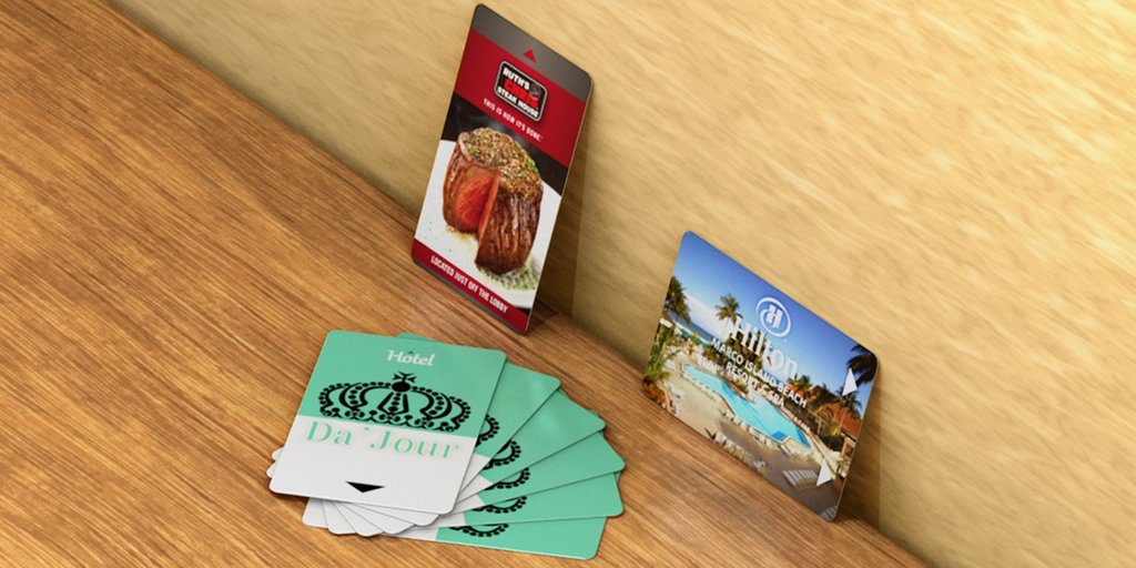 PrintedPlastic's tweet photo. Key cards are great for expanding marketing and branding. We offer customizable and affordable cards with options from magnetic stripes to smart chips that can work with your locks. https://t.co/OB6gKjU0BL #hotel #branding #hospitality https://t.co/GEeakFWZpT