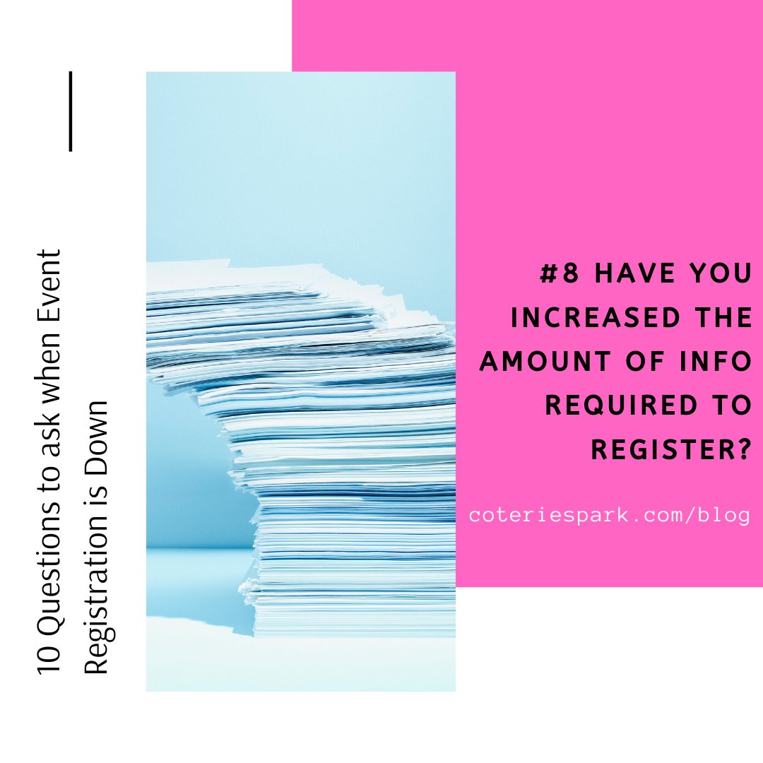 CoterieSpark's tweet image. Fun fact:as the amount of required fields on a registration form increases, the amount of people who begin and never complete event registration also increases.Make sure your form contains the essentials, clean out the rest #conferenceregistration #eventregistration #coteriespark