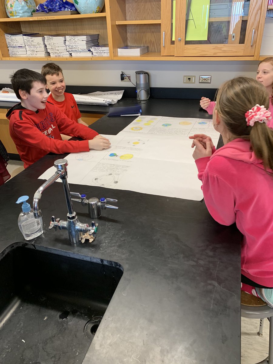 MrEideScience's tweet image. Ss discussing their elicitation models on the Earth, Moon and Sun relationship. I’ll never get tired of hearing some of the misconceptions Ss enter science class with. Such a great tool to see student thinking! #NGSS @NFMSGrade6