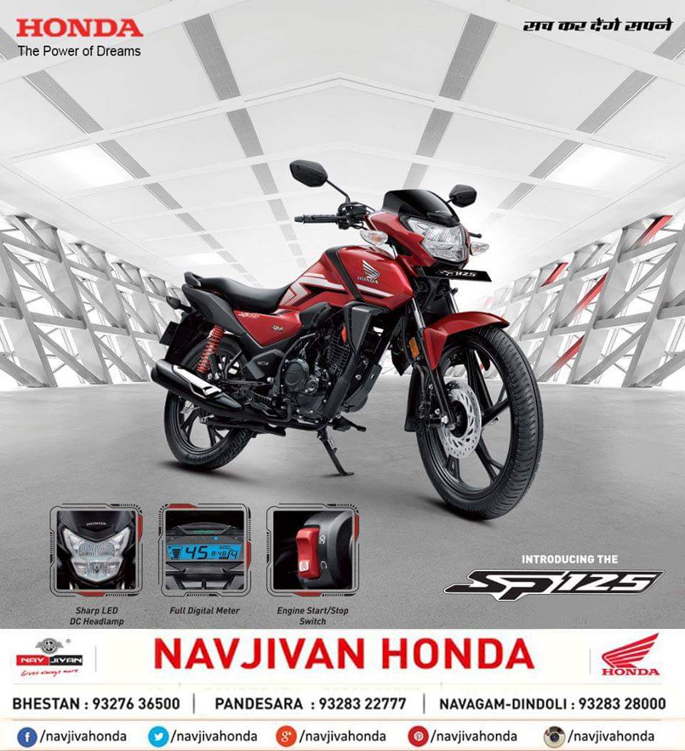 Witness thrilling performance and advanced technology hit the road in style with the all-new SP 125 With Advanced Features!
Navjivan Honda, Surat
Contact: 93276 36500 / 9328322777 / 9328328000
#Navjivan #Honda #HondaSP125 #HondaLovers #Surat