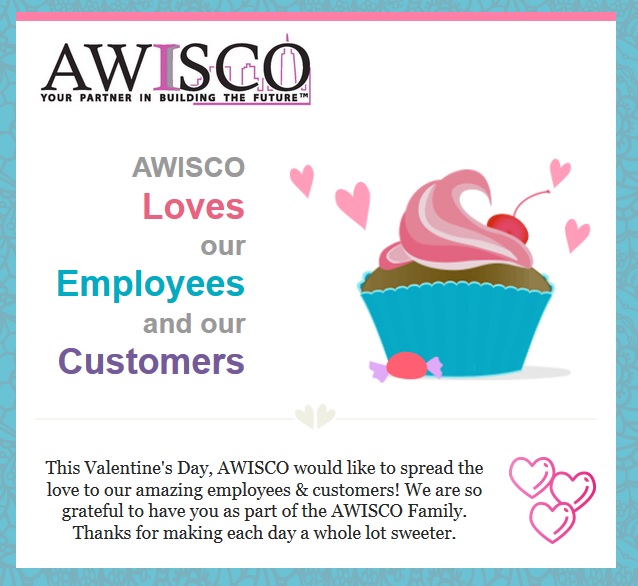 AwiscoWelding's tweet photo. Happy #ValentinesDay to our AWISCO customers &amp; employees! 💌❤️💘 https://t.co/lK65mKTX30