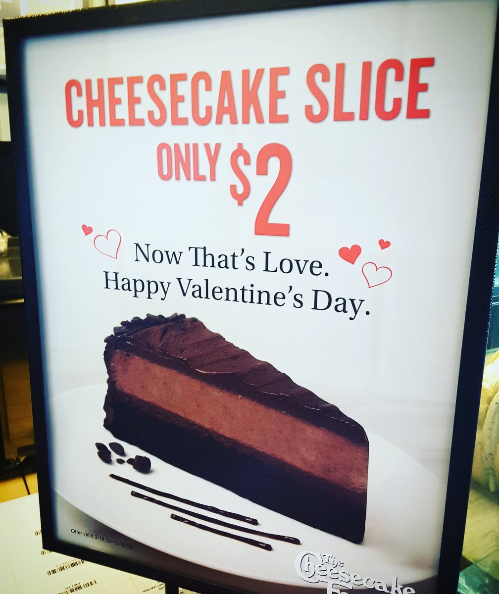 Did you know?
#barnesandnobleaugusta is #celebratinglove in our #barnesandnoblecafe with #2dollar #cheesecakeslices.

#DidYouKnow #loveisintheair #hersheyschocolate #whitechocolateraspberry #newyorkstyle #cinnabonlayer #cheesecakefactory #nowthatslove #happyvalentinesday