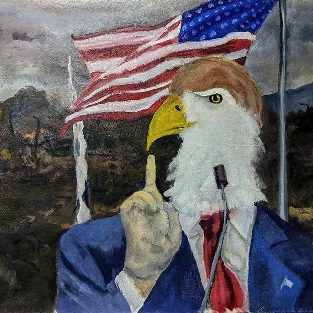 PlateausLunar's tweet photo. Oldie but a goodie. It's funny because it's true? #art #painting #subversiveart #trump #utterdestruction #pussygrabberinchief #oilpaint #combover #delphianopencall @delphiangallery #howmanydoyouwant? https://t.co/QDlypJcouG https://t.co/AqpwtIv4V7