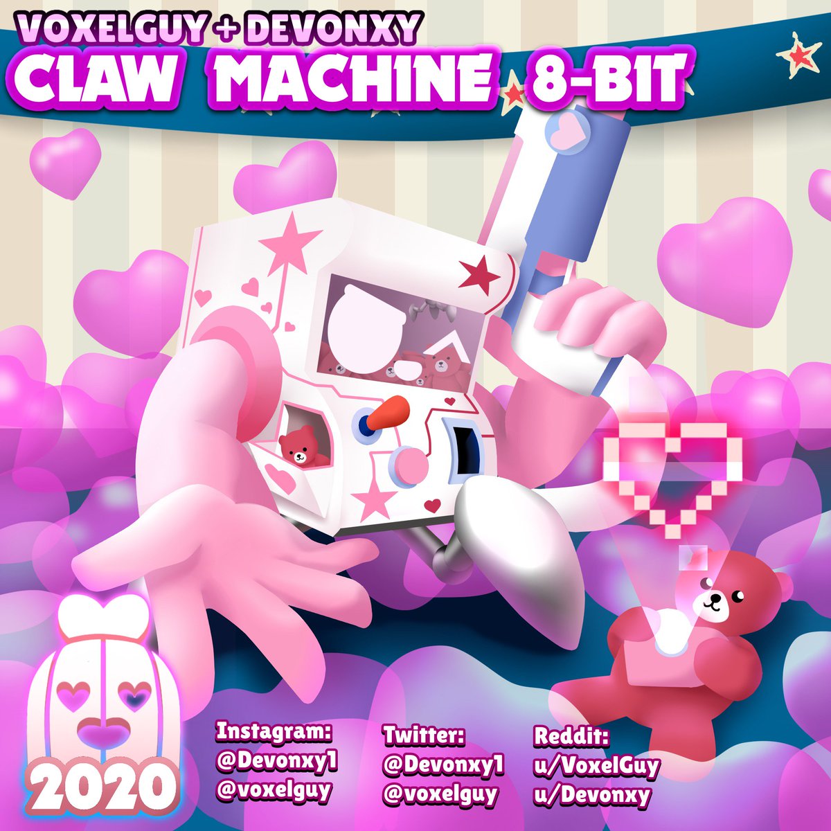 Devonxy Comms On Twitter Happy Valentines Day Everybody We Bring You Claw Machine 8bit Another Collab But Now With Voxelguy Go Send Him Some Love Go Check Out His - brawl stars skin idea 8 bit