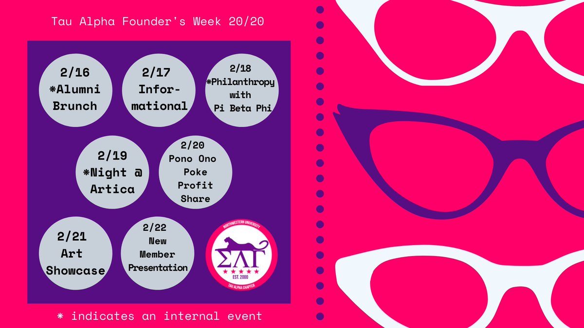 NorthwesternFSL's tweet photo. Join the members of Sigma Lambda Gamma National Sorority, Inc. @SLGTauAlpha for their Founders' Week of programs on next week.  Follow them for further details about events. https://t.co/grFe3PBj4f