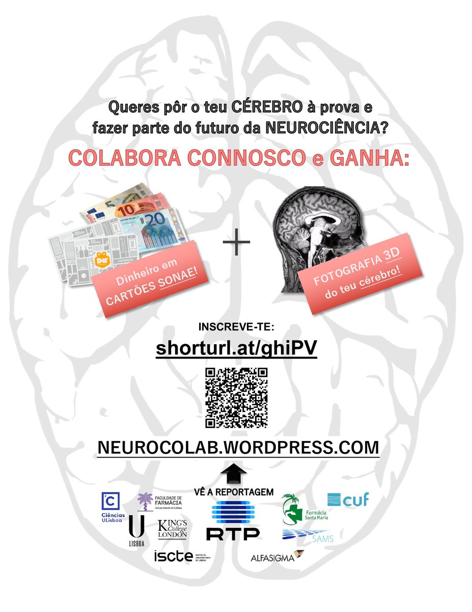 Vives na zona de Lisboa? Participa nos nossos estudos! E espalha a palavra para quem estiver interessado! neurocolab.wordpress.com