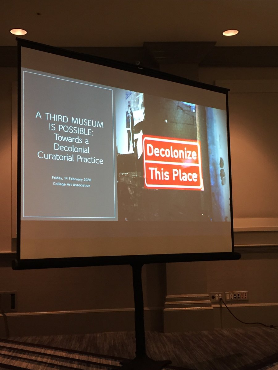 At a panel on decolonial curatorial practice, organizer Anni Pullagura reminds us: 'Too often, decolonization is conflated with the project of making empire more inclusive.' #CAA2020 #decolonizethisplace #decolonizingmuseums
