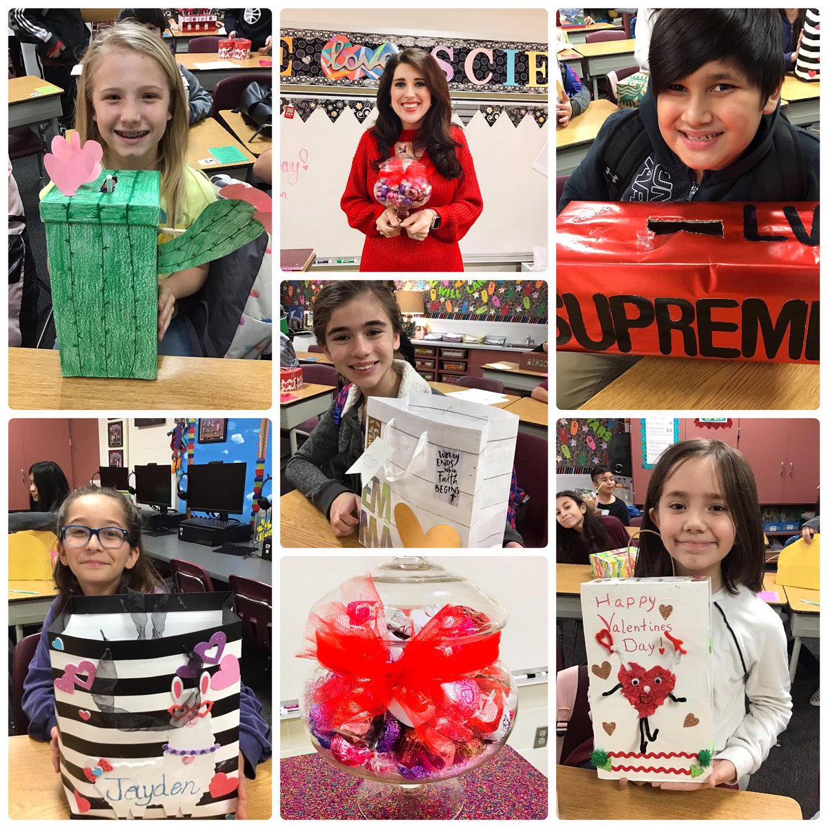 MissLitzman_FE's tweet photo. My homeroom had a “sweet” time passing out #valentinesdaycards to each other. Check out their fun boxes! @DPISD_FE https://t.co/jZIeSQJE1a