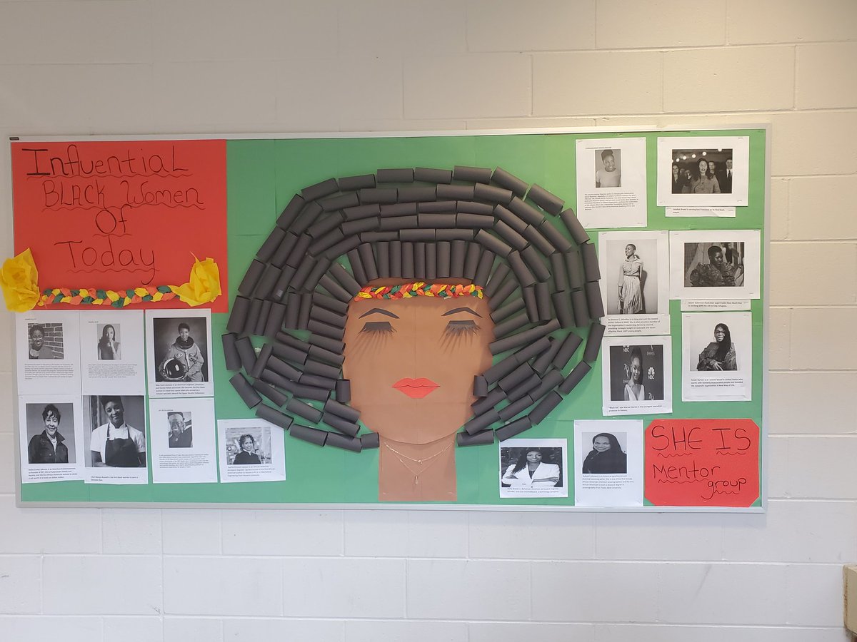 MentorIs's tweet photo. The girls created this beautiful board for Black History Month. Woman who are currently paving the way and making a difference.@principal_dport @GAHS_Official @HenricoHEROES https://t.co/l8YS3p5ZvD