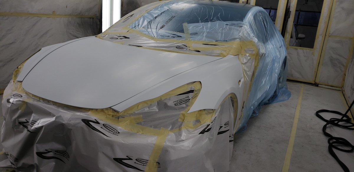 NorthStateCus's tweet image. Happy Friday Twitter! What's in your paint booth? #tesla #model3 #prepaint #postpaint #revo #infared #3stagepaint #northstatecustom #northstateautobahn #authorized #paintprofessionals #est1970