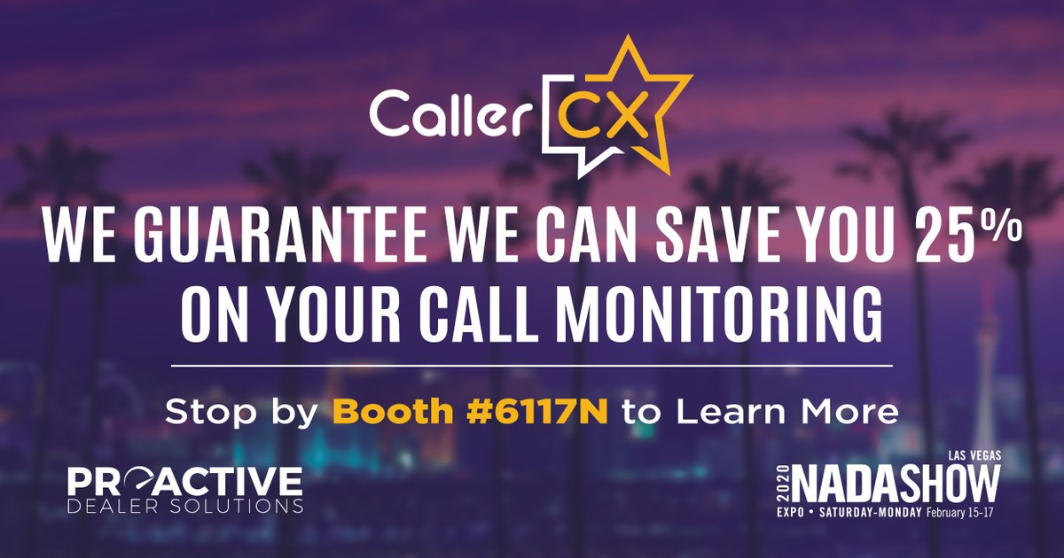 proactive_pds's tweet image. CallerCX is built to help dealers fix and master the phones.

Join Us at #NADA2020 Booth: 6117N #TheBDCExperts #FixThePhones #CallerCX #CallManagement #Automotive #AutomotiveTechnology #AutomotiveMarketing #AutoDealers #AutomotiveIndustry