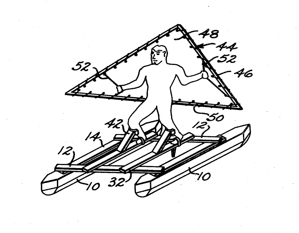 ipbybv's tweet photo. In 1973, US Patent 3,742,886 issued for this man-powered catamaran boat. The boat is designed so that the sailor operated the sail by hand and directed the boat by moving the feet to move a rudder attached to the back of the craft.
#InventedInToledo #ToledoHistory #patents https://t.co/WGwR24DYLq