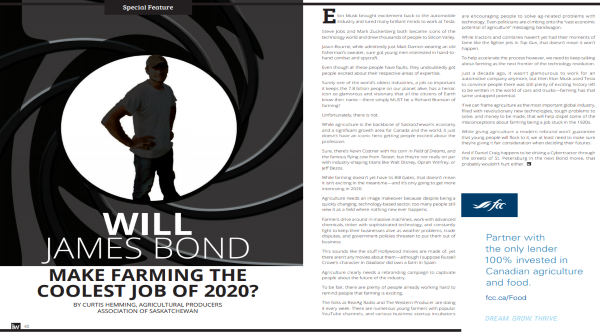 CurtisHemming's tweet photo. "Will James Bond Make Farming the Coolest Job of 2020?" in the new issue of Industry West Magazine.

https://t.co/PWt4rbAW5K

#CdnAg #WestCdnAg #agriculture #farming #farmer https://t.co/ym1d2WBhPJ